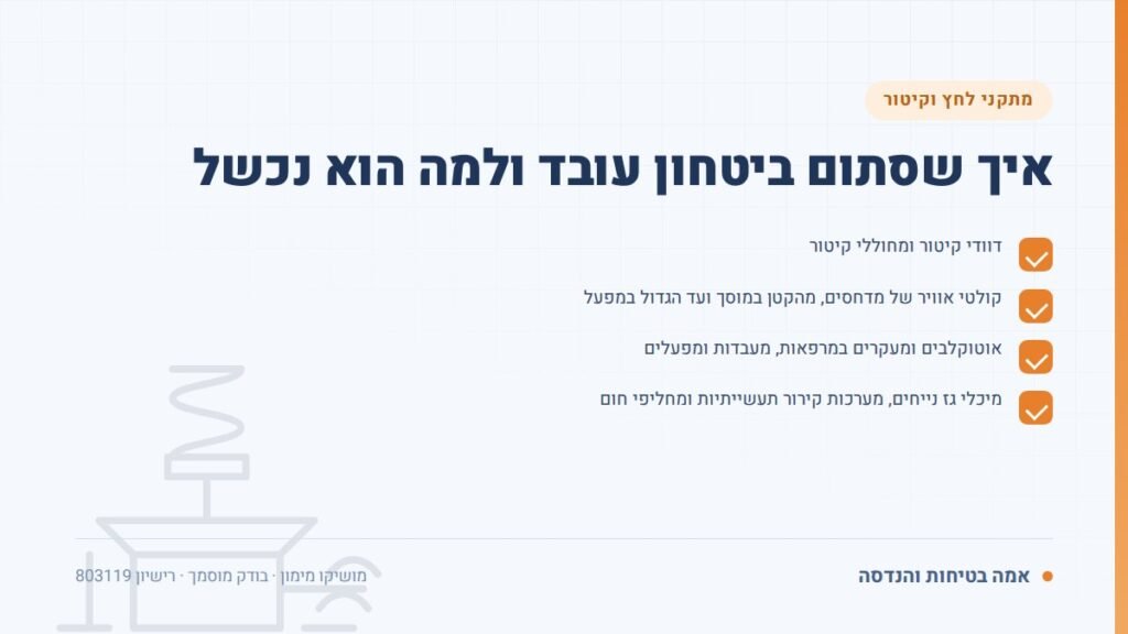 בדיקת שסתום ביטחון: איך שסתום ביטחון עובד ולמה הוא נכשל — ליקויים ובדיקות, אמה בטיחות והנדסה