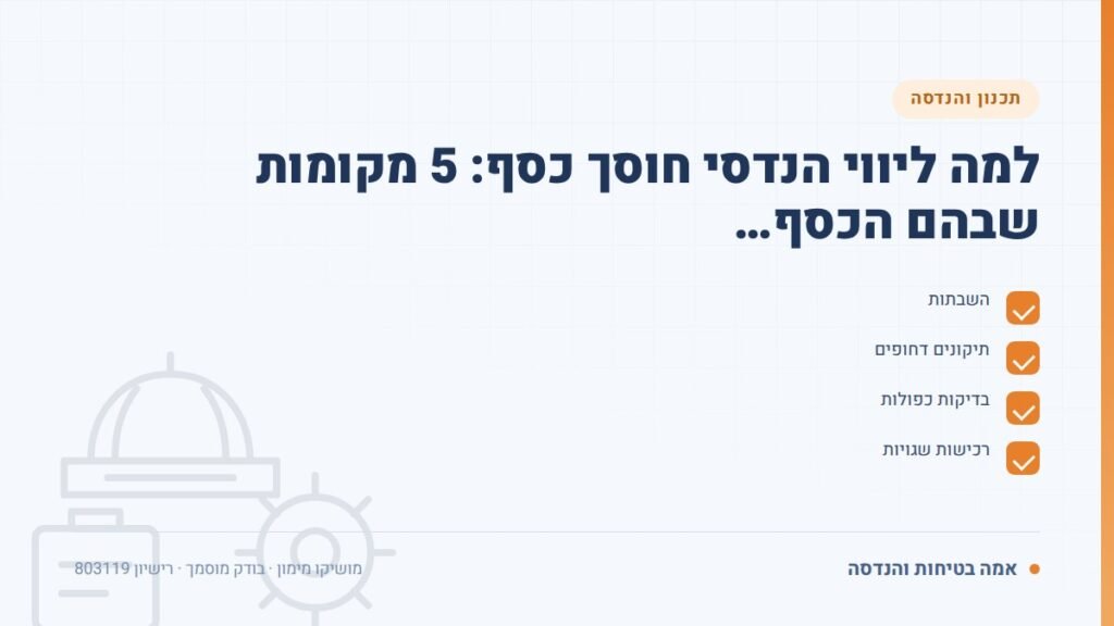 ליווי הנדסי: למה ליווי הנדסי חוסך כסף: 5 מקומות שבהם הכסף… — ליקויים ובדיקות, אמה בטיחות והנדסה